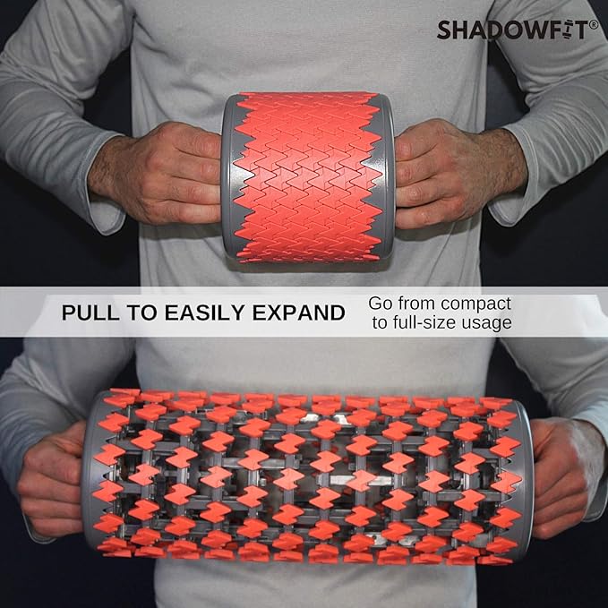 Adjustable Shadowfit Foam Roller Equipment for Sore Muscle, Tissues ∣ Massage Rollers for Maximum Tension Relief ∣ High Density Foam for Deep Tissue Pain Relief, Thigh, Arms (Red)