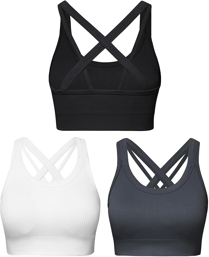 Sports Bras for Women HIigh Support, Criss-Cross Back Padded Strappy High Impact Sports Bras for Women Large Bust