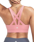 RUNNING GIRL Sports Bras for Women,Padded Strappy Sports Bras Criss-Cross Back Medium Support Sports Bras with Removable Cups