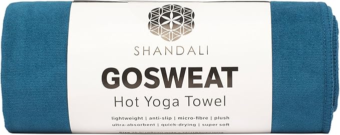 Shandali GoSweat Non-Slip Hot Yoga Towel with Super-Absorbent Soft Suede Microfiber in Many Colors, for Bikram Pilates and Yoga Mats.