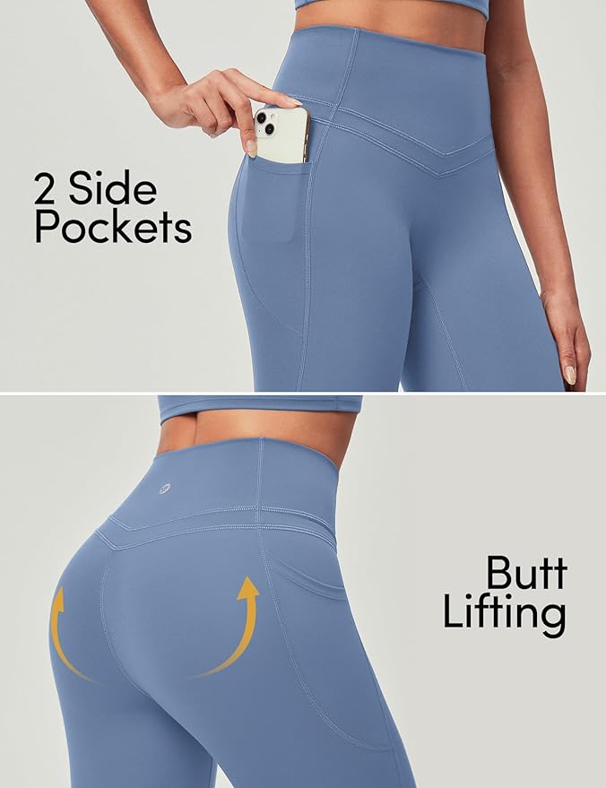 IUGA Compression Leggings with Pockets for Women Tummy Control Leggings No Front Seam Workout High Waist Yoga Pants