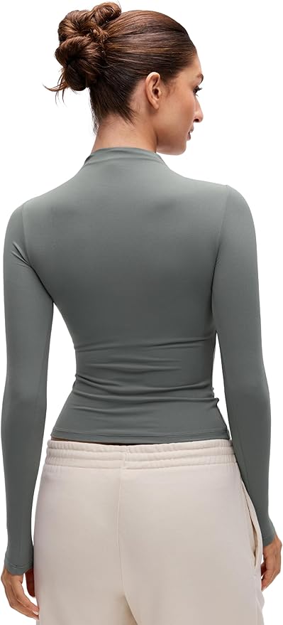 CRZ YOGA Softembrace Mock Neck Long Sleeve Shirts for Women - Casual Going Out Comfort Tops Soft Fitted Layer Underwear Tees