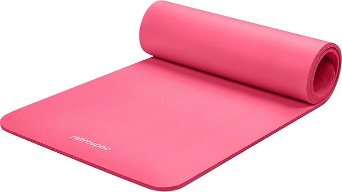 Retrospec Solana Yoga Mat Thick 1/2in Non-Slip Workout Mat with Nylon Strap - 72x24in Exercise Mat for Pilates, Stretching & Fitness - BPA Free, Easy Clean