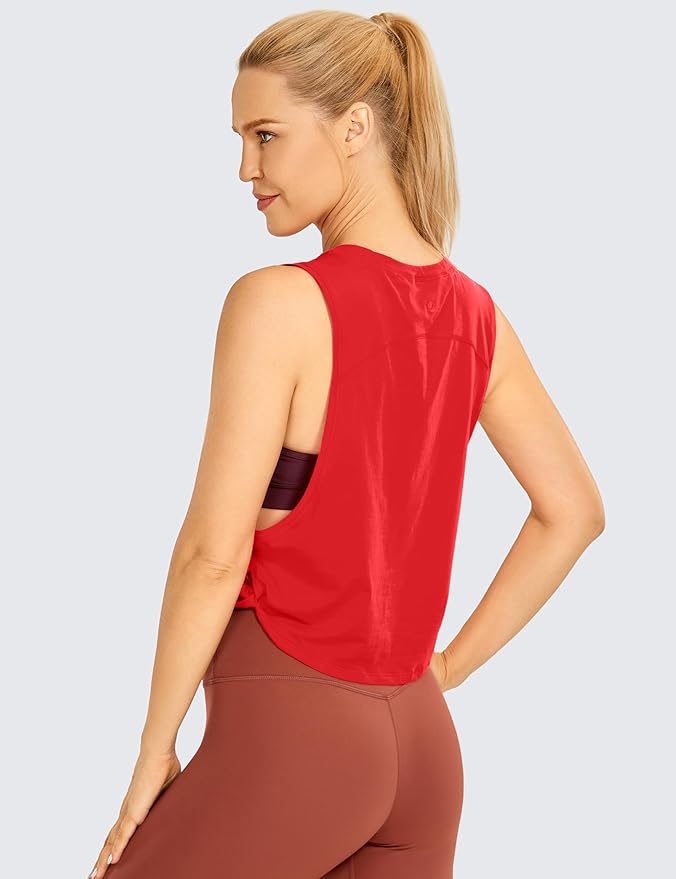 CRZ YOGA Pima Cotton Large Armhole Tank Tops for Women - Workout Sport Athletic Yoga Running Gym Loose Crop Sleeveless Shirts