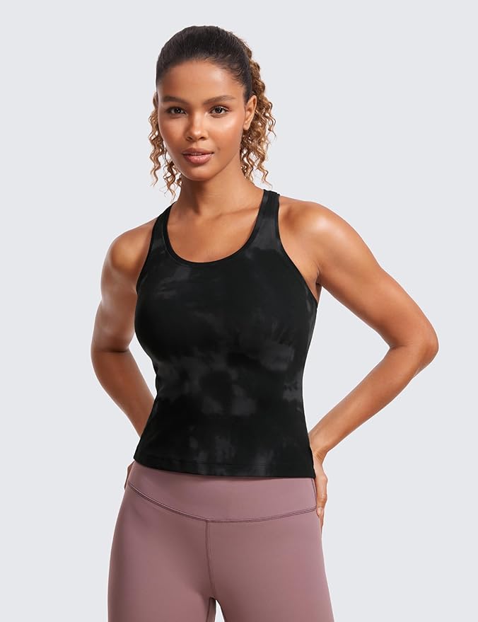 CRZ YOGA Butterluxe Racerback Tank Tops for Women - Yoga Workout Casual Gym Athletic Camisole Tight Sleeveless Shirts