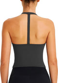 ABOCIW Womens Cross Back Workout Crop Tank with Built in Bra V Neck Longline Sports Bra Gym Shirt Yoga Pilates Top