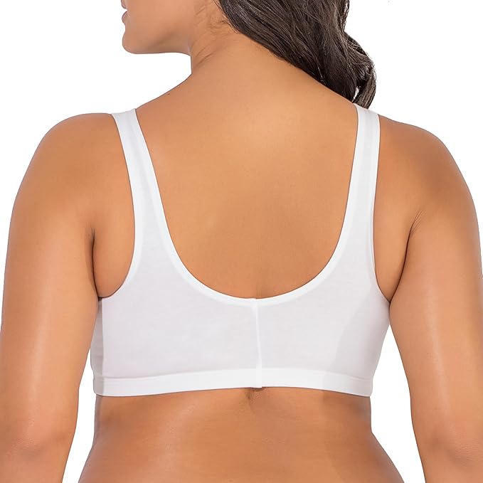 Fruit of the Loom Women's 96014PK Comfort Cotton Blend Front Close Sports Bra 2 Pack