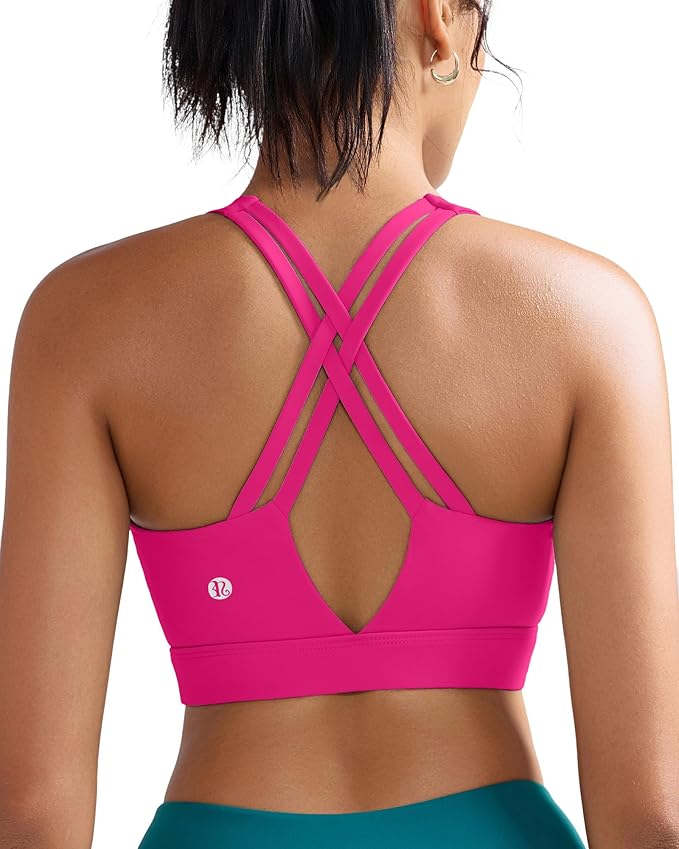 RUNNING GIRL Sports Bra for Women High Support, Molded Cup High Impact Sports Bras with Sewn in Pads Strappy Running Bra