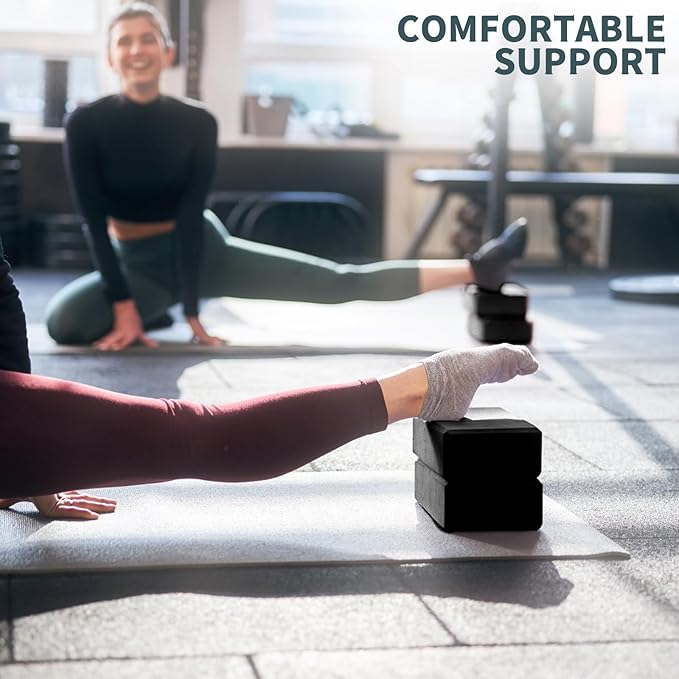 Yoga Blocks 2 Pcs, 9"x6"x3" Yoga Brick Foam Blocks EVA Foam Block Yoga Props Accessories for Yoga Pilates Stretching and Meditation