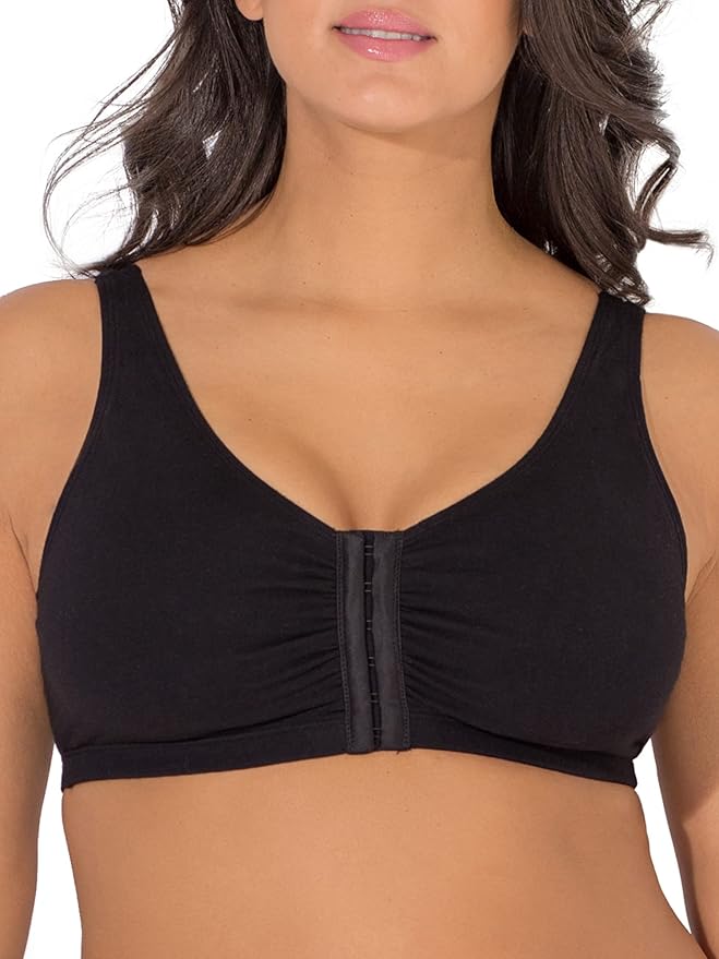 Fruit of the Loom Women's 96014PK Comfort Cotton Blend Front Close Sports Bra 2 Pack