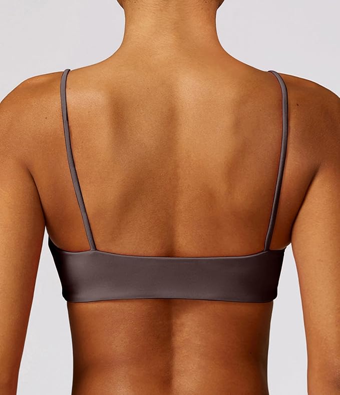Comper Women's Sports Bra with Thin Straps Stretchy Wirefree Workout Bras Lightweight Workouts Bralette with Removable Pads