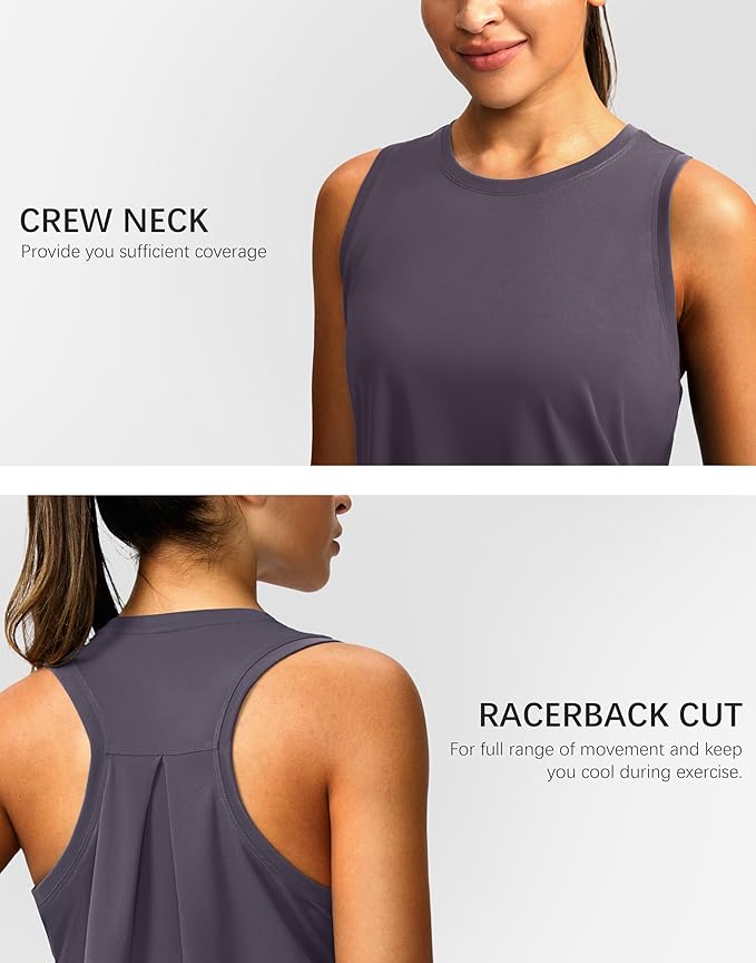 Women's Workout Tops Racerback Athletic Tank Tops Sleeveless Loose Fit Yoga Running Gym Shirts for Women