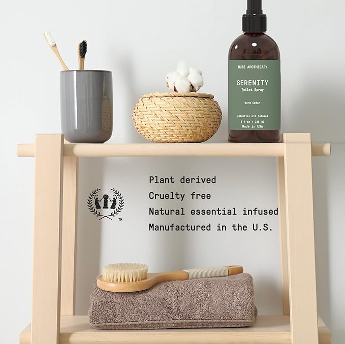 Muse Apothecary Flush Ritual - Botanical Collection - Aromatic & Refreshing Toilet Spray, Use Before You Go, Infused with Natural Aromatherapy Essential Oils - 8 oz, Warm Cedar