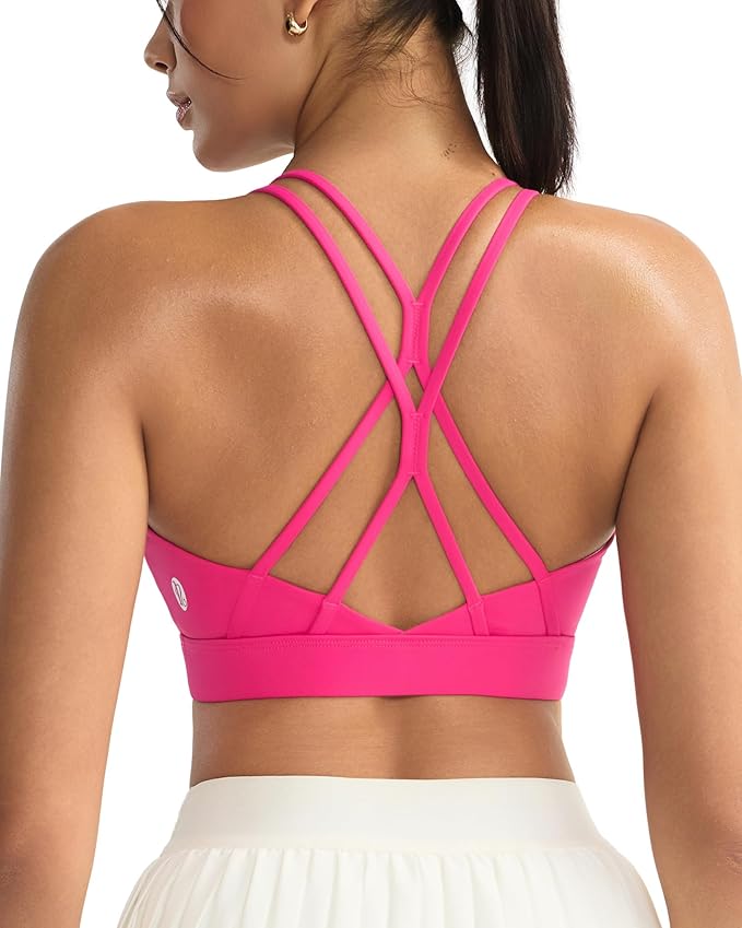 RUNNING GIRL Sports Bras for Women,Strappy Crisscross Back Padded Low Impact Running Sports Bra with Removable Cups