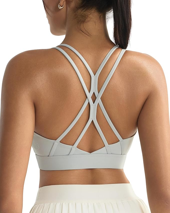 RUNNING GIRL Sports Bras for Women,Strappy Crisscross Back Padded Low Impact Running Sports Bra with Removable Cups