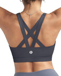 RUNNING GIRL Sports Bras for Women,Padded Strappy Sports Bras Criss-Cross Back Medium Support Sports Bras with Removable Cups