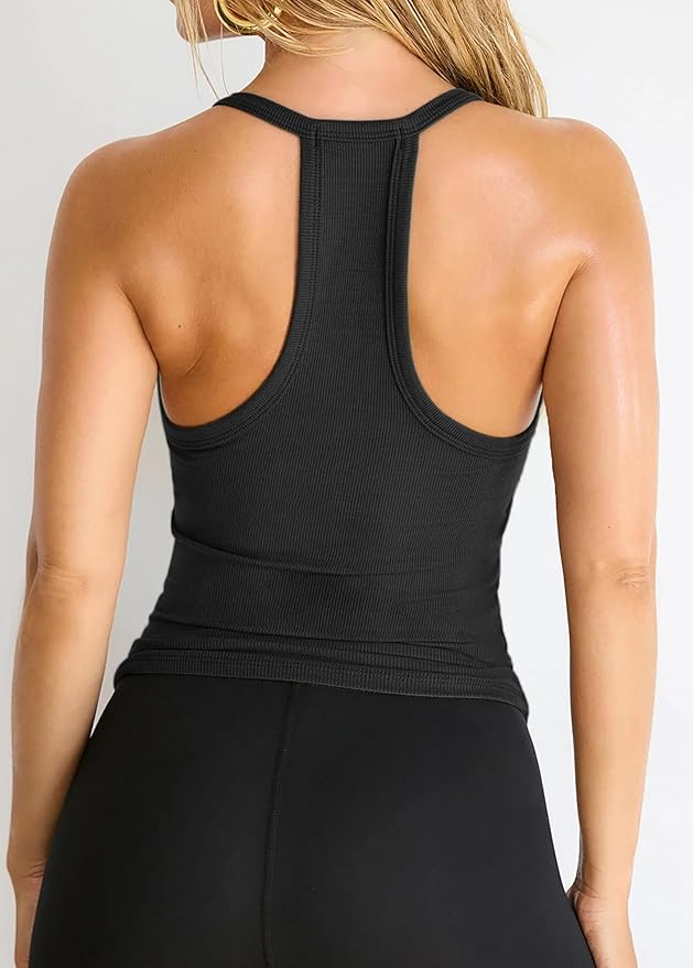 iGENJUN Workout Tops for Women Racerback Basic Tank Summer 2026 Camisole V Neck Slim Fit Ribbed Sleeveless