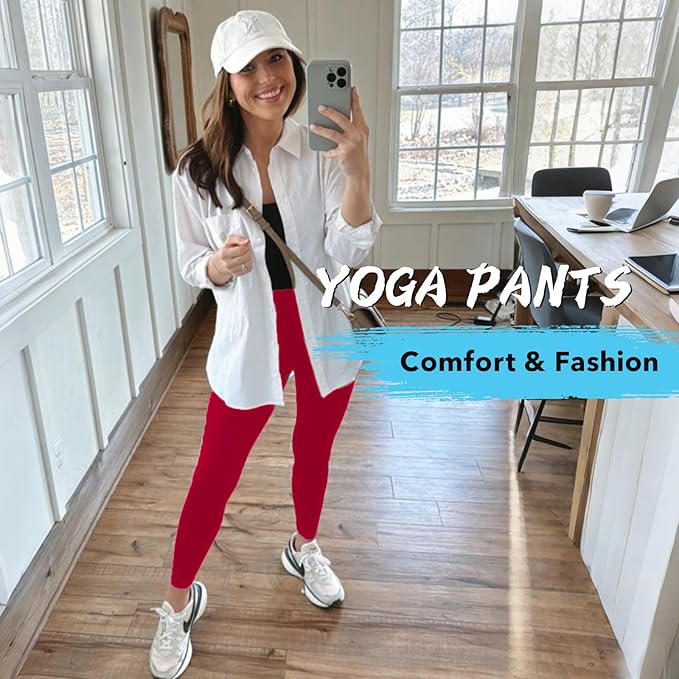 MOREFEEL Leggings with Pockets for Women, High Waisted Tummy Control Workout Hip Lift Yoga Pants Activewear