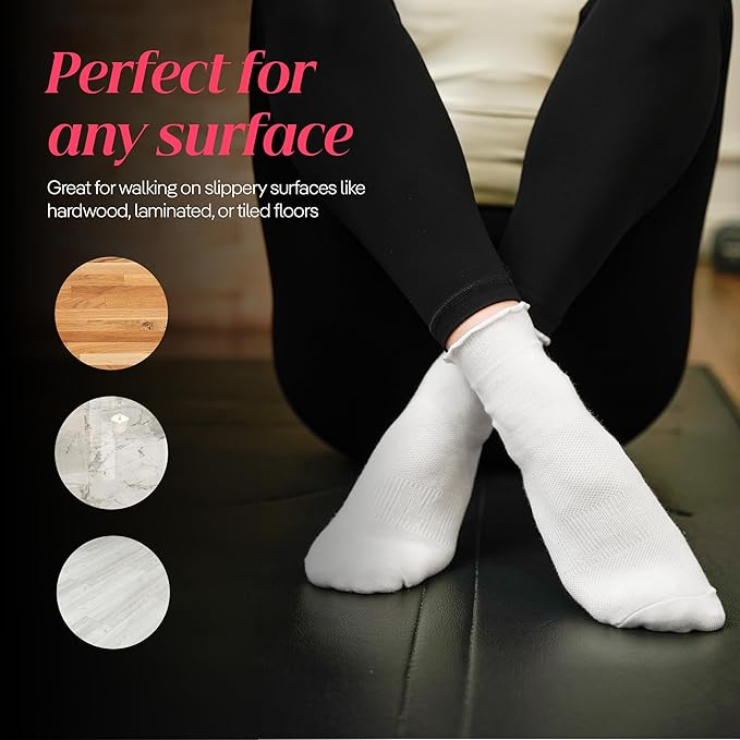 CoolMate Pilates Socks with Grips for Women, Yoga Socks, Crew Non Slip Women for Barre, Pilates Gifts for Women