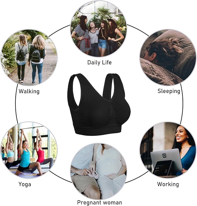 Onory 3 Pack Sports Bras for Women Wirefree Padded Workout Yoga Gym Fitness Bra Medium Support