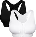 Women's Zip Front Sports Bra Wireless Post-Surgery Bra Active Yoga Sports Bras