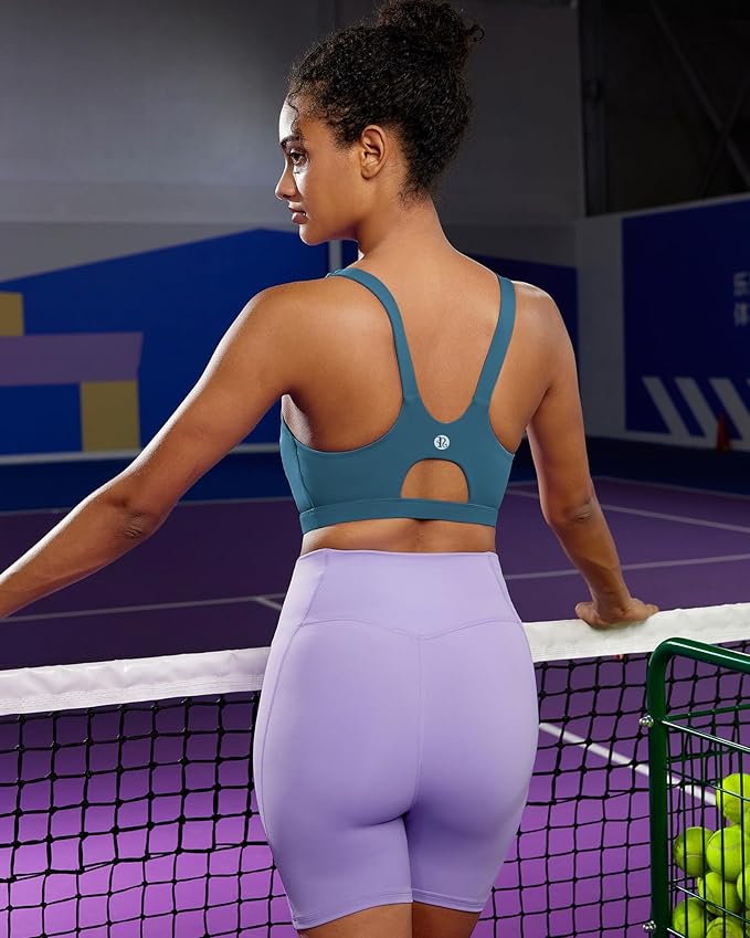 RUNNING GIRL Sports Bra for Women High Support, Molded Cup High Impact Sports Bras for Women with Sewn in Pads
