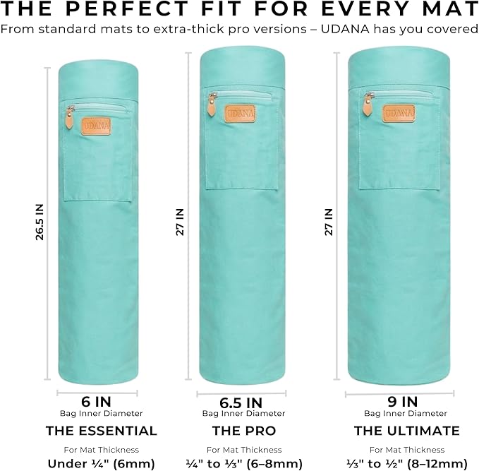 UDANA Yoga Mat Bag – Heavy Duty Canvas Carrier with 3 Pockets & Full Zip – Available in 3 Sizes (16L, 18L, 34L) - Multiple Colors