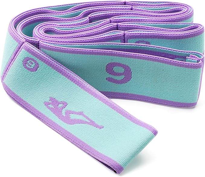 9 Loops Elastic Yoga Strap - Adjustable Stretching Band for Physical Therapy, Dance, Pilates & Gymnastics, Multi-Loop Exercise Band for Flexibility, Home Workout