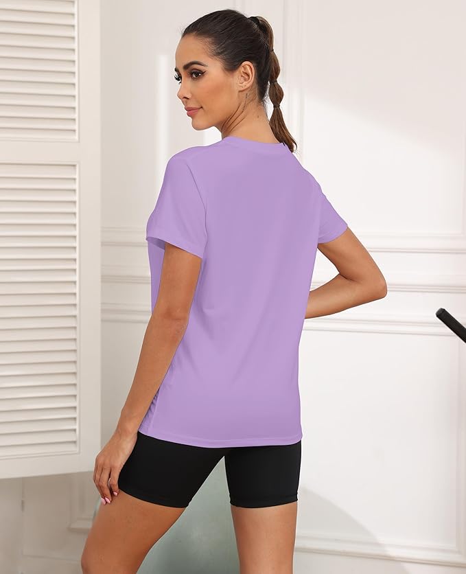 KevaMolly Workout Tops for Women UPF50+ Breathable Loose Fit Yoga T Shirts Short Sleeve Running Gym Athletic Tee Top