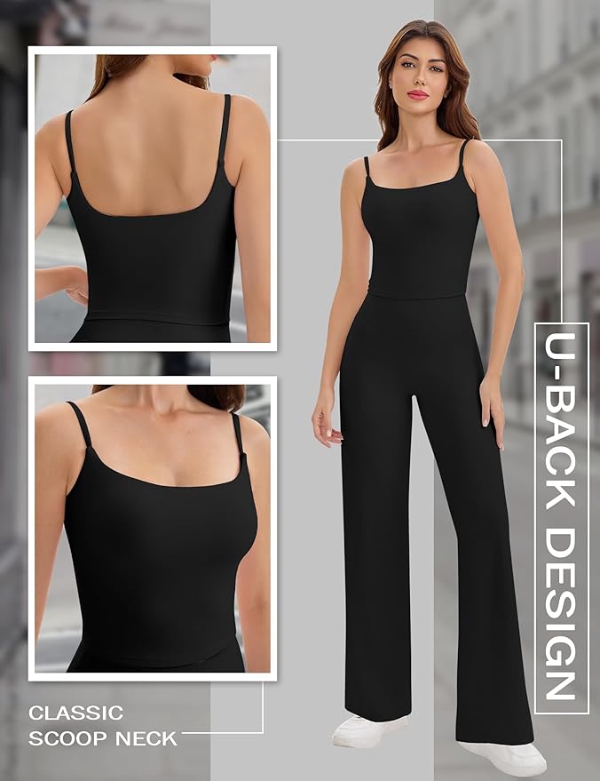Ieumaz Strappy Crop Top for Women Scoop Neck Longline Gym Workout Sports Bras Built in Removable Pads Yoga Camisole Tank Top