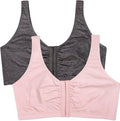 Fruit of the Loom Women's 96014PK Comfort Cotton Blend Front Close Sports Bra 2 Pack