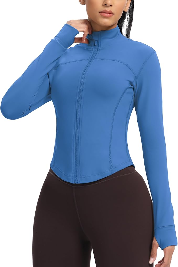 GYM RAINBOW Womens Zip Up Workout Jakcets Lightweight Slim Fit Running Athletic Jackets with Thumb Holes