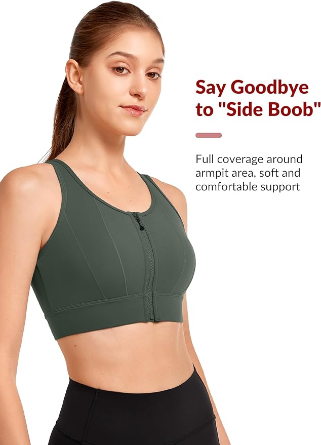 Yvette Front Closure Sports Bras for Women High Support Large Bust Supportive Sports Bra High Impact for Running