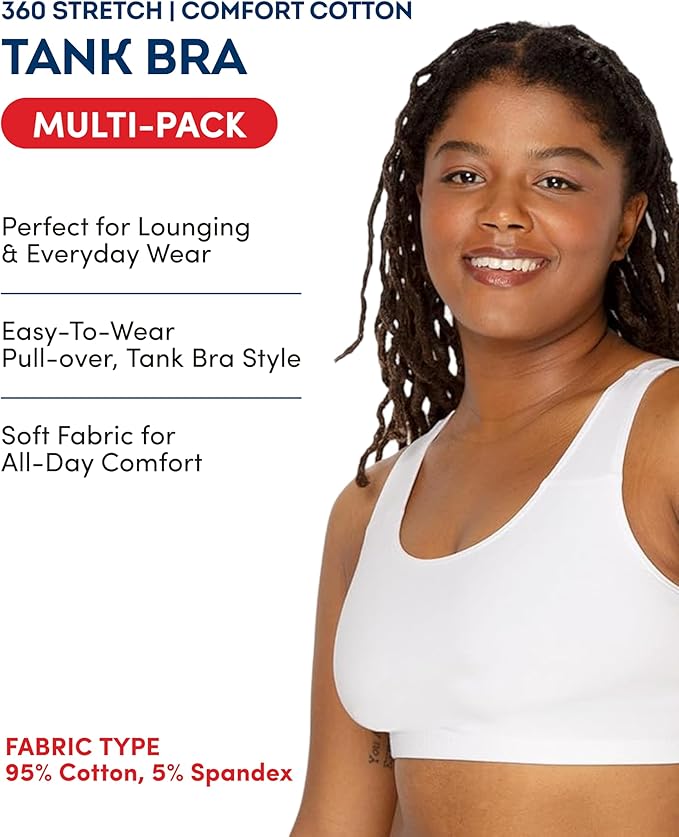 Fruit of the Loom Women's Built Up Tank Style Sports Bra Value Pack