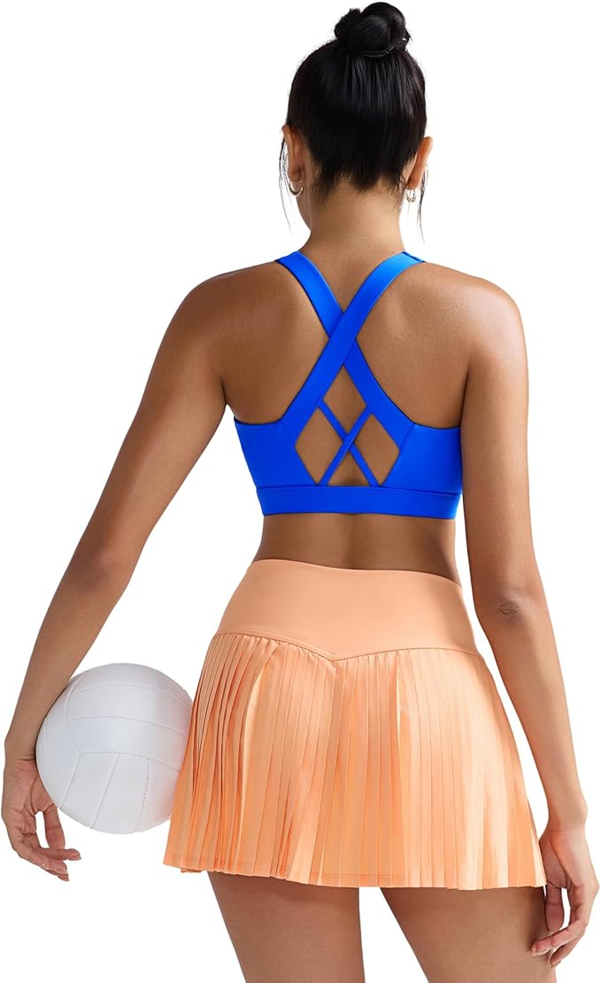 RUNNING GIRL Sports Bra for Women, Molded Cup High Impact Sports Bras for Women with Sewn in Pads