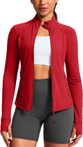 G Gradual Women's Workout Jackets Extended Waist Length Slim Full Zip 4 Pockets Athletic Jacket Spring Running Yoga Clothes