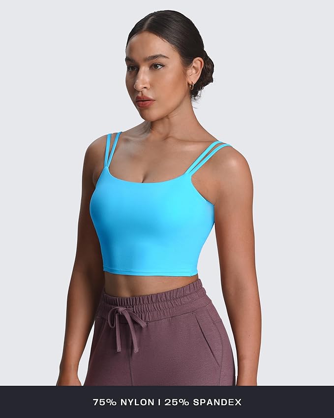 Aoxjox Women's Workout Sports Bras Fitness Yoga Crop Tank Metamorph Twist Back Cami