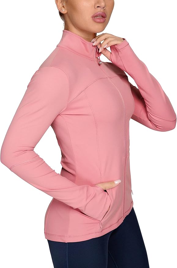 QUEENIEKE Womens Running Jackets Athletic Workout Scrub Jacket Track Full Zip Up Gym for Women Yoga Top