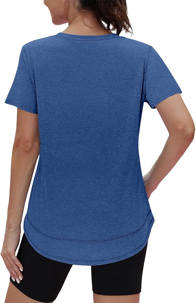 XIEERDUO Womens Workout Tops Short Sleeve Shirts Quick Dry Outfits for Hiking Running V Neck S-3XL