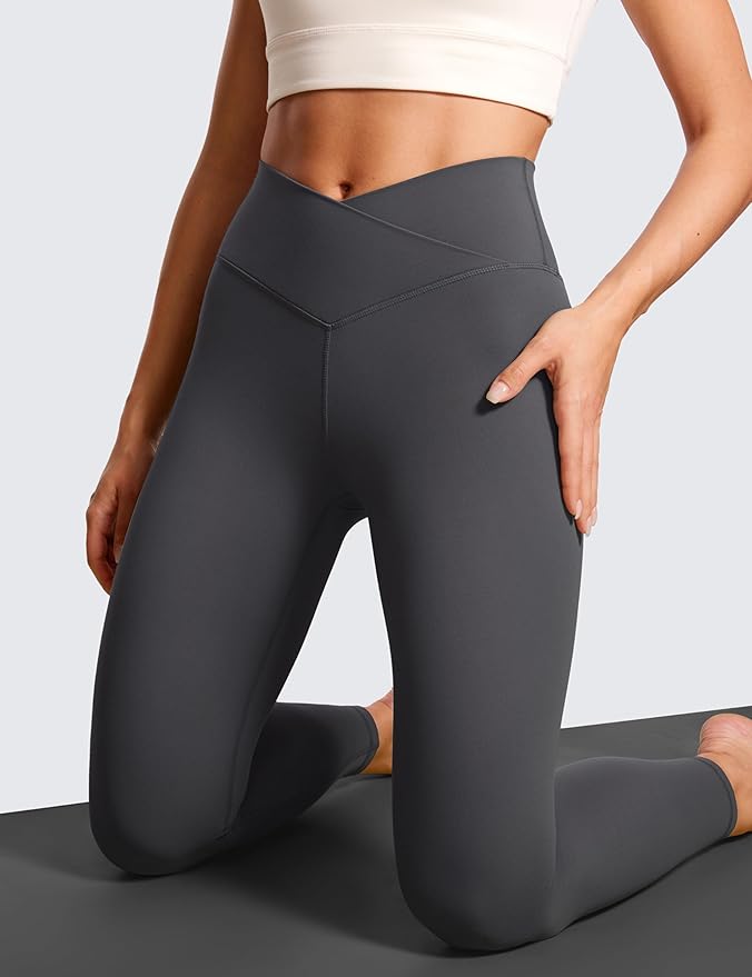 CRZ YOGA Butterluxe Crossover Waist Leggings 28" - Criss Cross Full Length Workout Athletic Womens Yoga Pants
