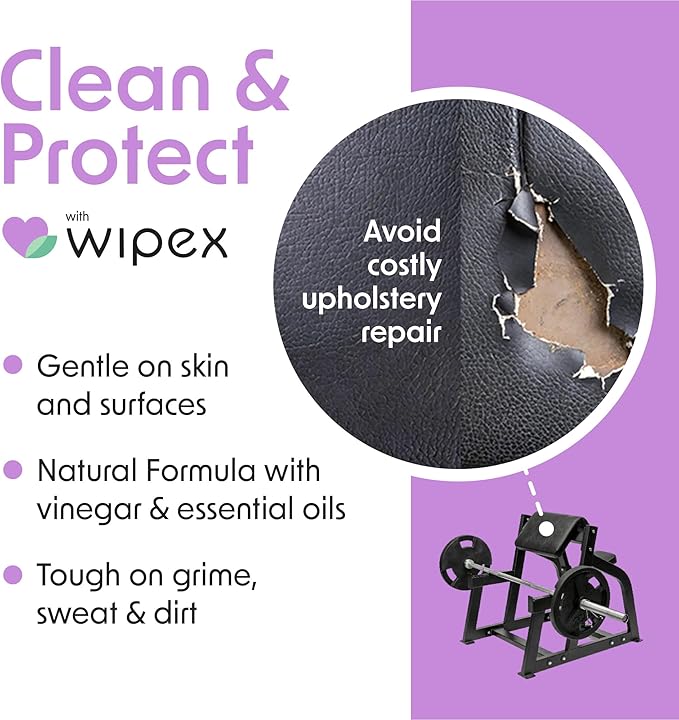 Wipex Gym Wipes Bucket Refill – EWG Verified, 400 Ct Plant-based Fitness Equipment Wipes, Lavender and Vinegar to Clean Surfaces, Safe Yoga Mat Cleaner, Gym Cleaner and Peloton