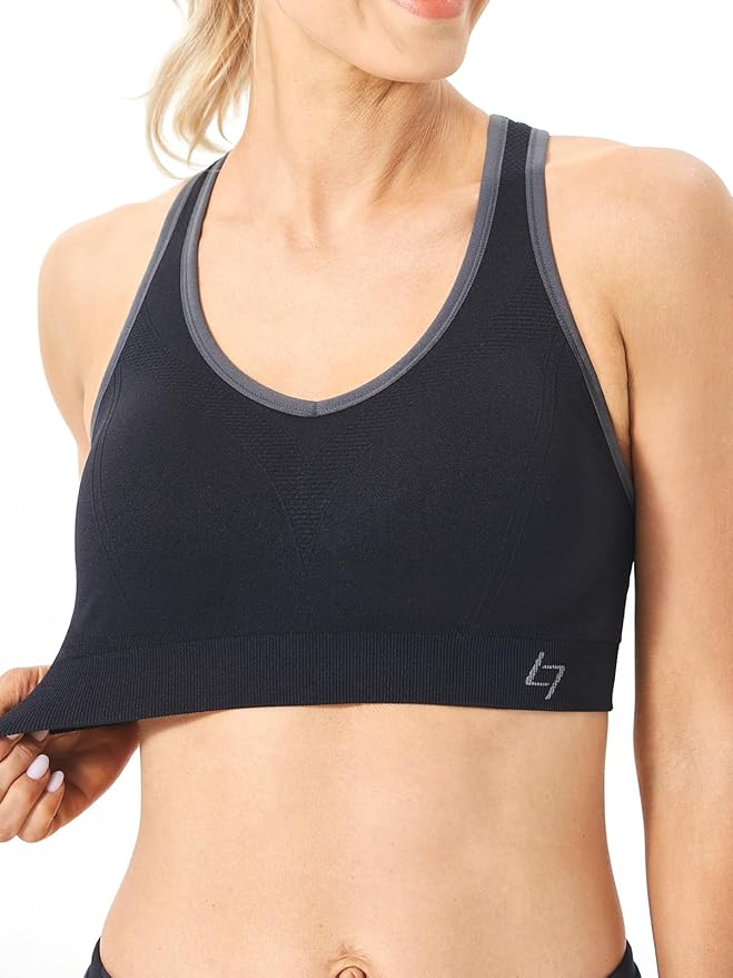 FITTIN Racerback Sports Bras for Women - Padded Comfortable Seamless Support for Yoga Workout Gym - for Plus Size Large Bust