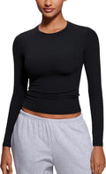 CRZ YOGA Softembrace Crewneck Long Sleeve Shirts for Women - Casual Going Out Tops Soft Basic Fitted Tight Fall T-Shirts