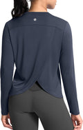 SANTINY Women's Lightweight Long Sleeve Workout Tops Split Back Gym Running Hiking Athletic Shirt Quick Dry UPF 50+ Sun Shirt