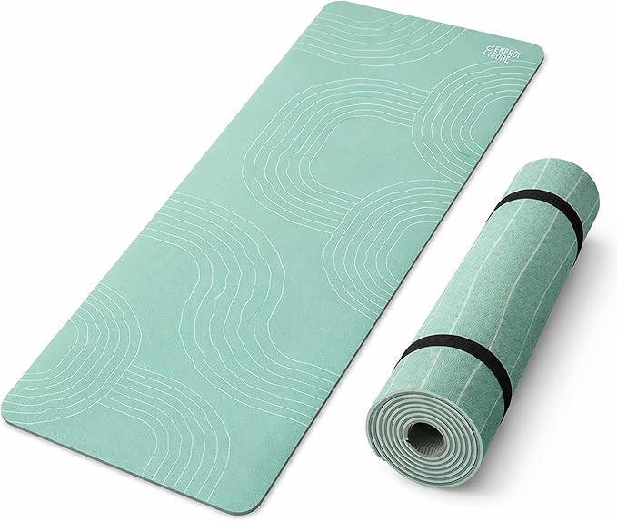 Rubber Yoga Mat (72" x 24" x 5mm) - Cruise Color Non-Slip Workout Mat with Alignment Lines for Women & Men - Durable, Eco-Friendly, Latex-Free Exercise Mat for Home, Pilates & Fitness by ENERGI CORE