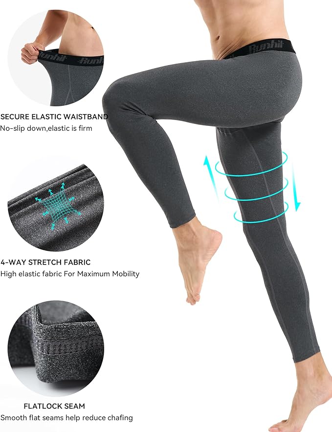 Runhit Men’s Compression Pants Running Tights Workout Leggings Athletic Base Layer Pants for Sports Yoga Basketball