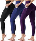 3 Pack Leggings with Pockets for Women,Butt Lift High Waisted Tummy Control Workout Yoga Pants Reg & Plus Size