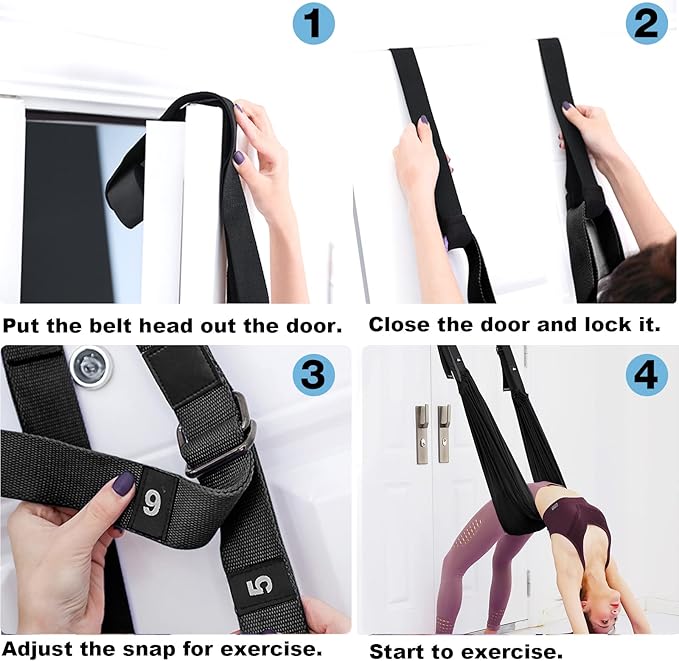 Tchrules Leg Stretcher Strap, Backbend Training Belt with Door Anchor, Flexibility Trainer Stretching Equipment Assist Stretch Strap for Fitness Gymnastics Dance Aerial Yoga Ballet