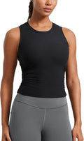 CRZ YOGA Cloudweight Womens Ruched Tank High Neck Workout Fitted Tops Basic Yoga Athletic Sleeveless Shirts