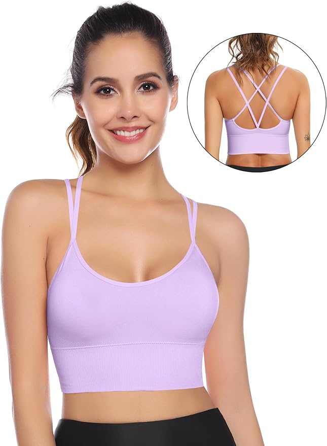 Sykooria 3 Pack Strappy Sports Bra for Women Sexy Crisscross for Yoga Running Athletic Gym Workout Fitness Tank Tops